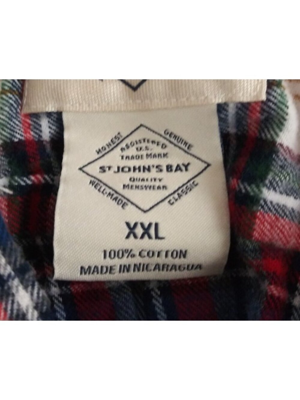 St. John's Bay Men's Red & Blue Plaid Flannel 100% Cotton Shirt Size XXL - Picture 5 of 6